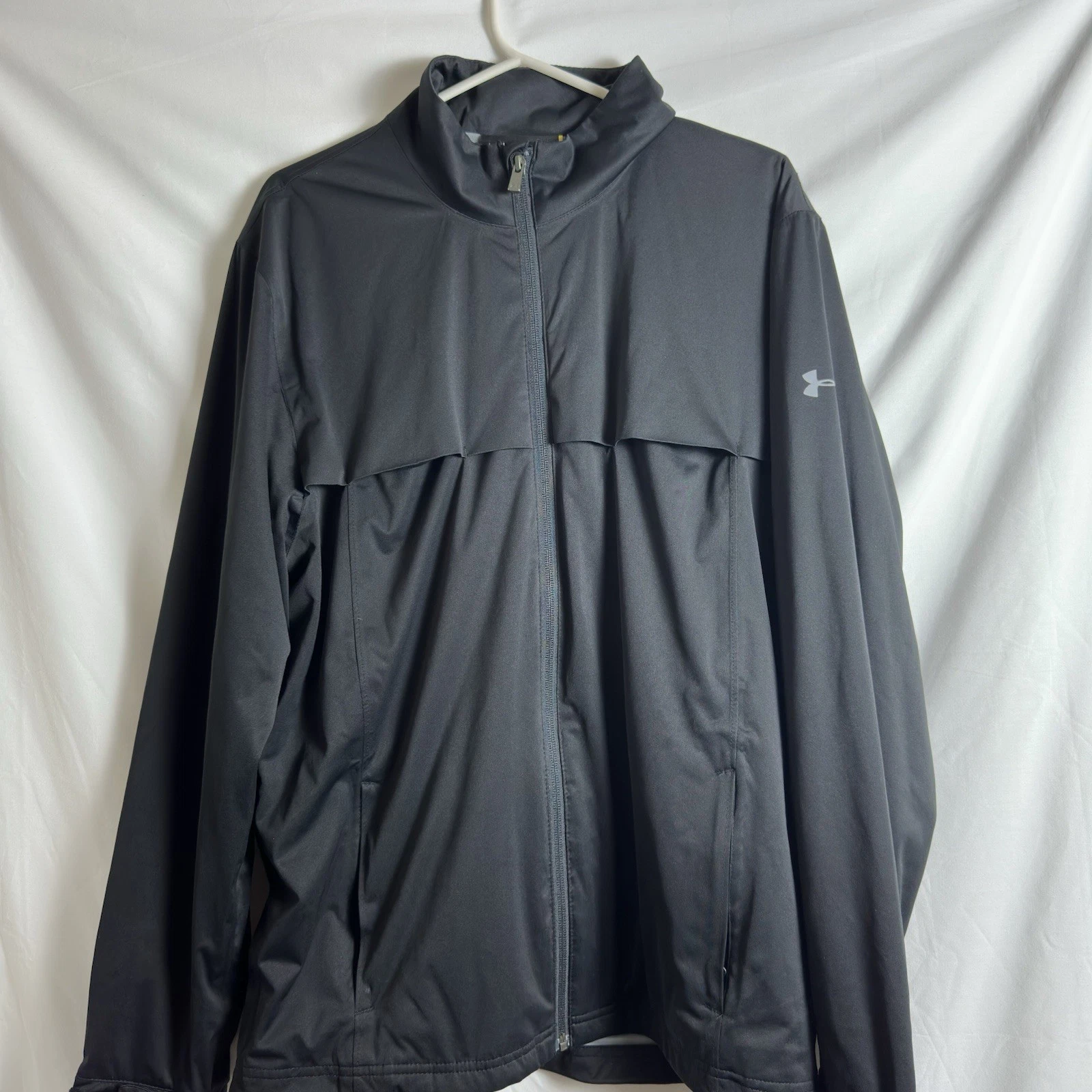 Under Armour Mens M Full Zip Storm Loose Sideline Jacket Windbreaker Black Used