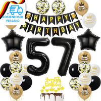 57 Geburtstag Deko Mann Frauen, Gold Schwarz Party Deko 57. Geburtstag MäNner Fr
