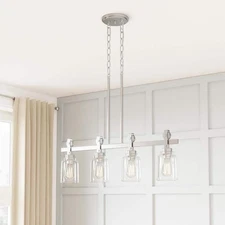 Home Decorators Knollwood 4-Light Brushed Nickel Linear Chandelier