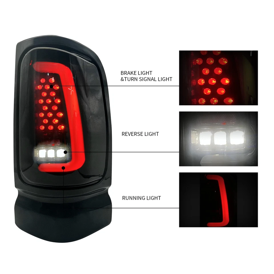 Sequential LED Tail Lights Brake Lamps For Dodge 94-01 Ram 1500 02 Ram 2500 3500 Foto 2 de 4