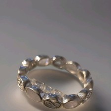 Sterling Silver 925 Stackable Band Ring Rose Quartz Silver Color Size 9