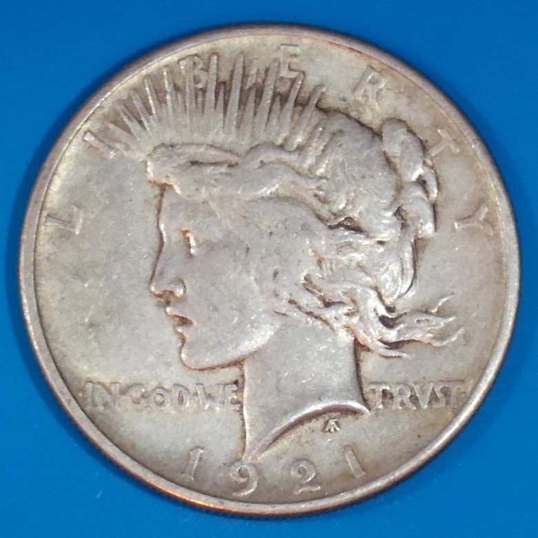 1921-P U.S. PEACE SILVER DOLLAR - KM#150 - KEY DATE - VERY FINE