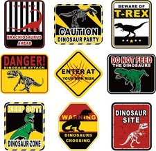 9 Pcs Jurassic Dinosaur Birthday Decorations Party Favors Wall Signs Kids