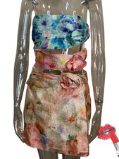 Lena Carson Party Dress Large Watercolor Floral Cut Out Avant Garde Art To Wear