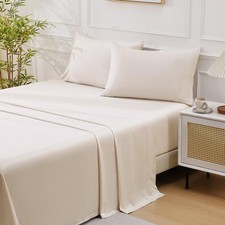 100 Organic Viscose Derived from Bamboo, 4-Piece King Bed Sheet Set, Ultra S...