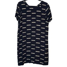 Madewell Black Tan Women’s Short Sleeve Dress With Silver Exposed Zipper Size 6