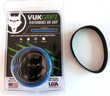 VukGripz Perfomance Bat Grip Wrap/Tape - Pulse Blue + Wristband - Made in USA
