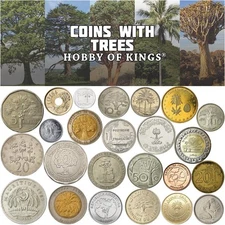 20 Different Coins with Trees | Featuring Palm, Oak, Fig, Cedar and More