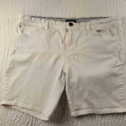Tommy Hilfiger Womens Jean Shorts White Denim Pocket Studded Stretch 16 - Picture 1 of 8