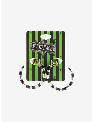 Halloween Metal Beetlejuice Sandworm Hoop Earrings