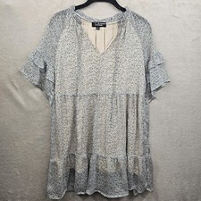 Lulus Dress Women Small White Floral Mini Tunic Boho Tiered Babydoll Y2K Peasant