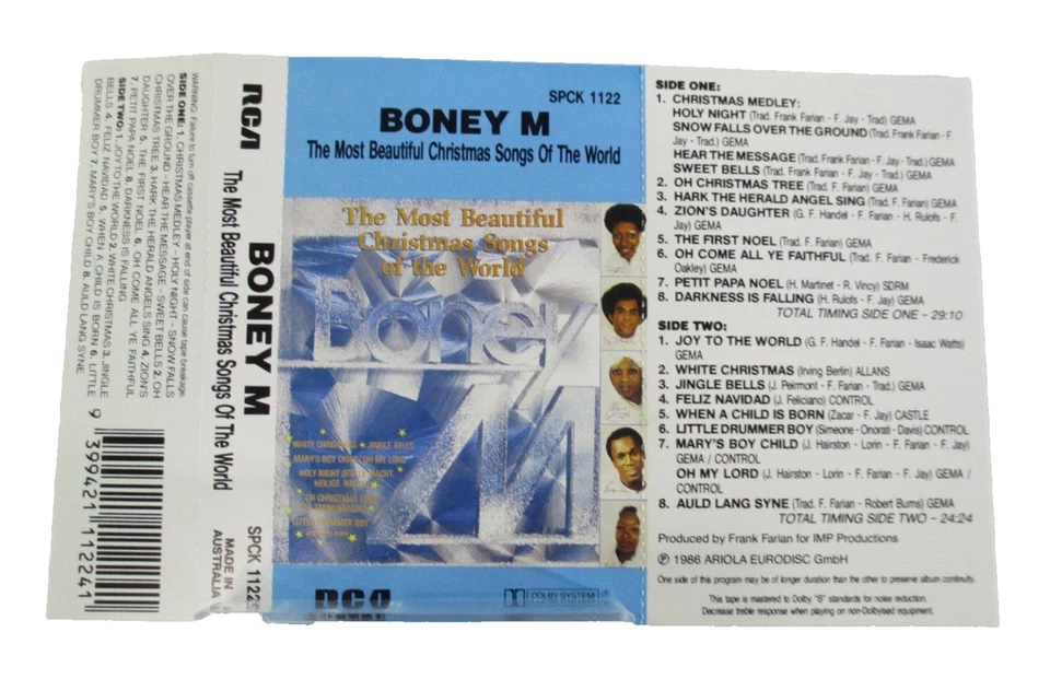 Boney M The Most Beautiful Christmas Song of The World Cassette Tape 1986 Ariola - Image 3 of 4