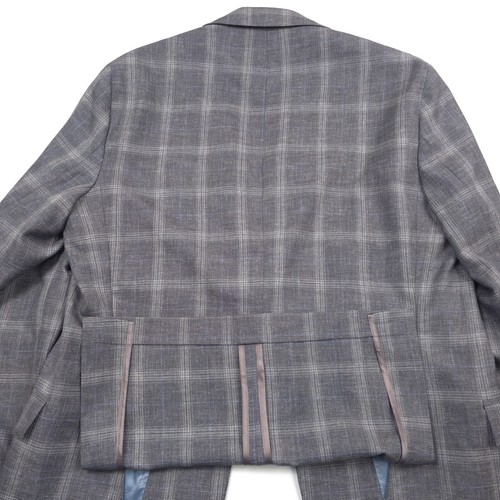 $848 Jack Victor Midland Gray & Blue Plaid Wool Sport Coat Blazer Mens Size 44L - Picture 5 of 14
