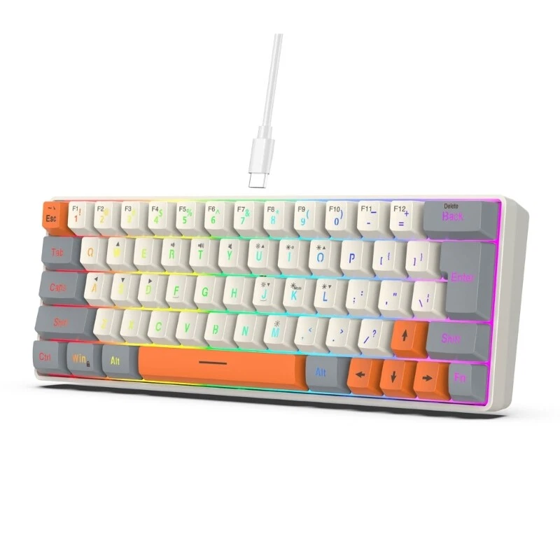 63-Key Mechanical Gaming Keyboard with LED Backlight for Office and Gaming