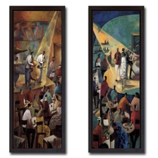 Framed Jazz Club & Blue Jazz by Lourenco 2-pc Canvas Art Set 34 in x 15 in ea pc