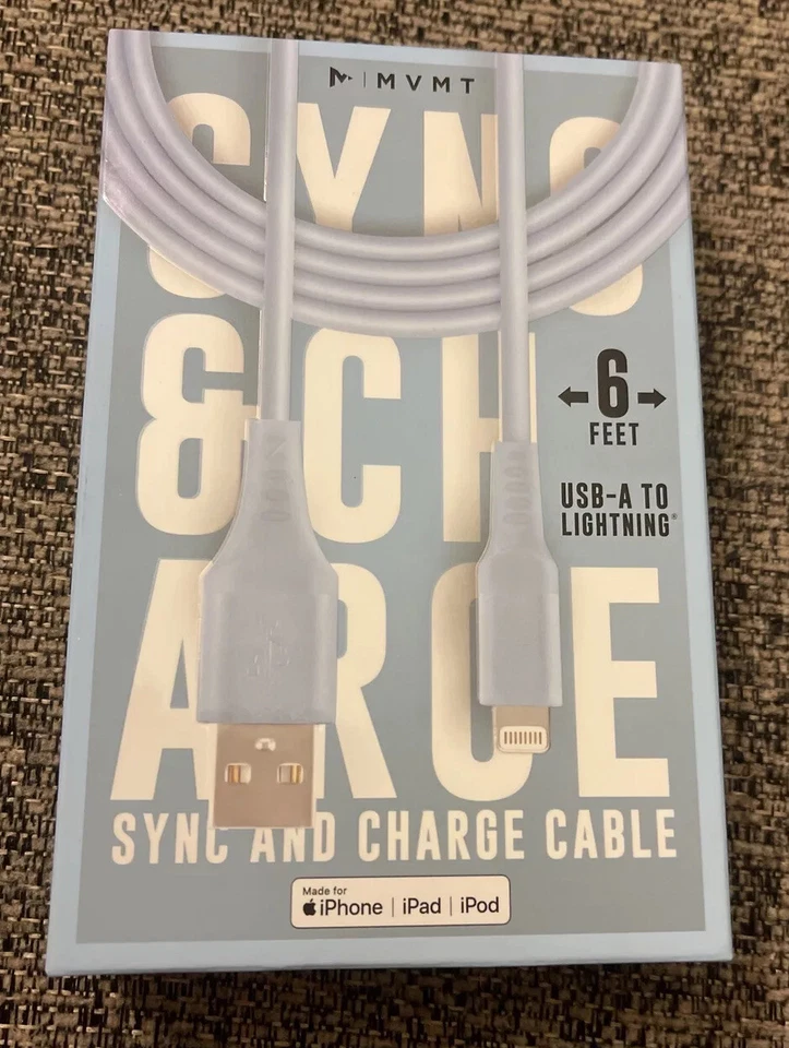Cable de sincronización y carga MVMT Sky Blue. Nuevo en embalaje. Cable USB a iluminación Foto 2 de 4
