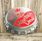 Mountain Dew Soda Pop Cola Bottle Cap 18" Embossed Metal Tin Sign Vintage New