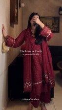 New Style Maroon Faux Georgette Kurta Palazzo With Dupatta For Reception Party