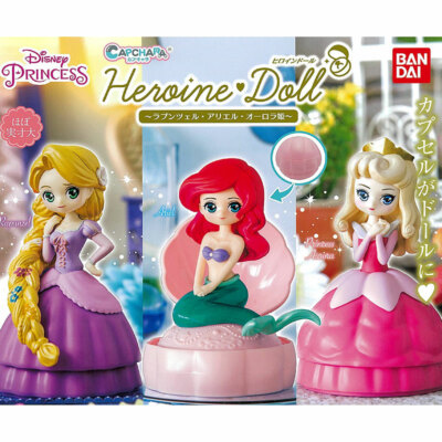 Disney Princess CapChara Heroine Doll Rapunzel, Ariel Aurora