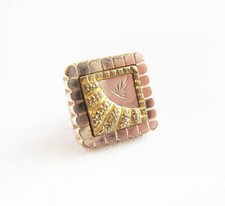 Gorgeous Vintage Victorian Edwardian Repousse Single Gold Plate Button Cufflink