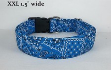 Royal Blue Bandana Terri's Dog Collar handmade adjustable western fabric