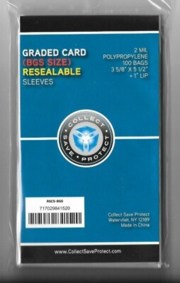 100 BGS SIZE GRADED CARD RESEALABLE SLEEVES BRAND NEW FREE SHIPPING