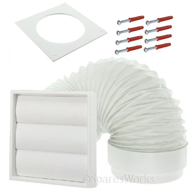 SPARESWORKS Kit de ventilación para secadora de caramelo salida de pared de ventilación externa 4" 100 mm blanco