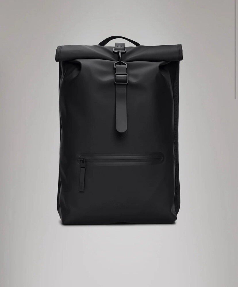 RAINS Rolltop Mochila Bolso Equipaje Mochila Negro $125 NUEVO NUEVO CON ETIQUETAS