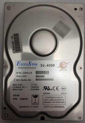 Excelstor J240 Jupiter HDD, 40 GB , IDE/ATA/ATAPI-5/UDMA/100 - Tested w/pics