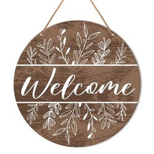 Welcome Sign Front Door Decor, Welcome Wood Hanging Sign Decor Farmhouse Wall...
