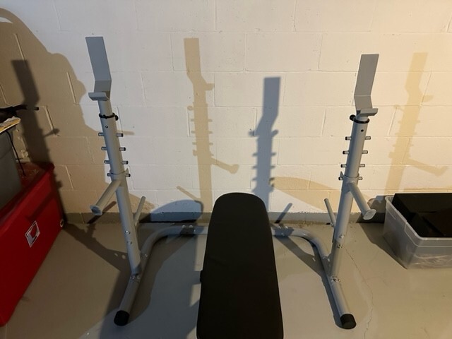 WORKOUT EQUIPMENT BENCH, WEIGHT, AND BARS MULTI-PURPOSE BENCH