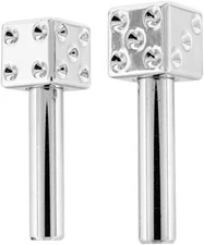 (2) Chrome Dice Door Lock Knobs Cars Trucks Hot Rod Rat Classic #10-32 Thread