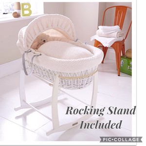 white wicker moses basket and stand