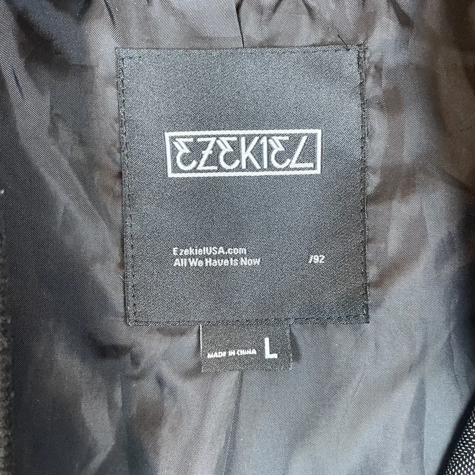 Ezekiel Lined Bomber Jacket Men’s L Gray Full Zip Cotton Stretch Pockets Coat - Image 4 of 4