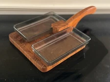 Mid-Century Handcrafted Atapco Siamese Teak And Plastic Handled Serving Tray