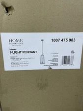 Home Decorators Desmond 60-Watt 1-Light Polished Nickel Pendant with Glass Shade