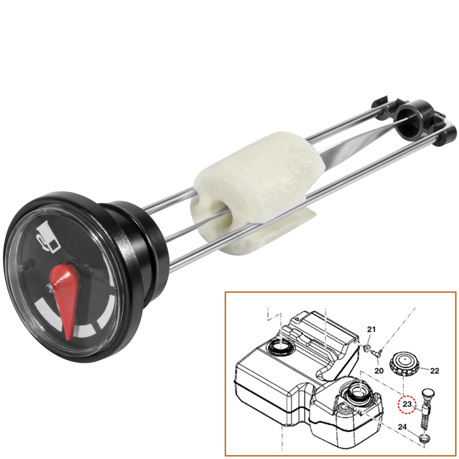Utility Vehicle Fuel Sensor Fuel Sender Gauge &amp; Gas Cap For E Gator - Compatible With AM143171 John Deer