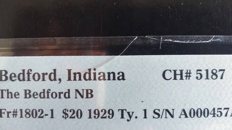 1929 $20 Federal Reserve Bank Note - Bedford Indiana- 5187 Graded PMG 45 Rare - Image 4 of 4