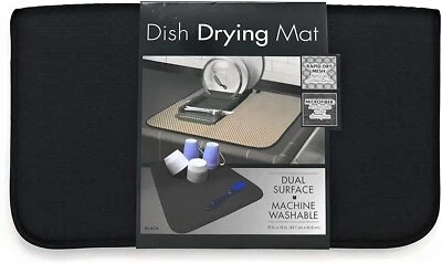 FinnTM Dual Sided Black 18" x 16" Microfiber Absorbent Kitchen Dish Drying Mat - Image 1 of 3