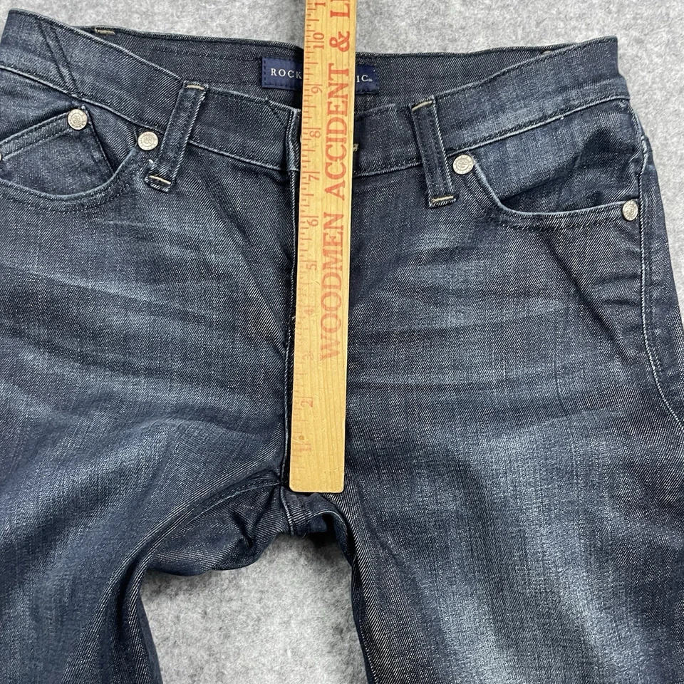 Pantalones de mezclilla Rock & Republic Berlin para mujer 4 azul lavado oscuro 5 bolsillos bigotes Foto 4 de 4