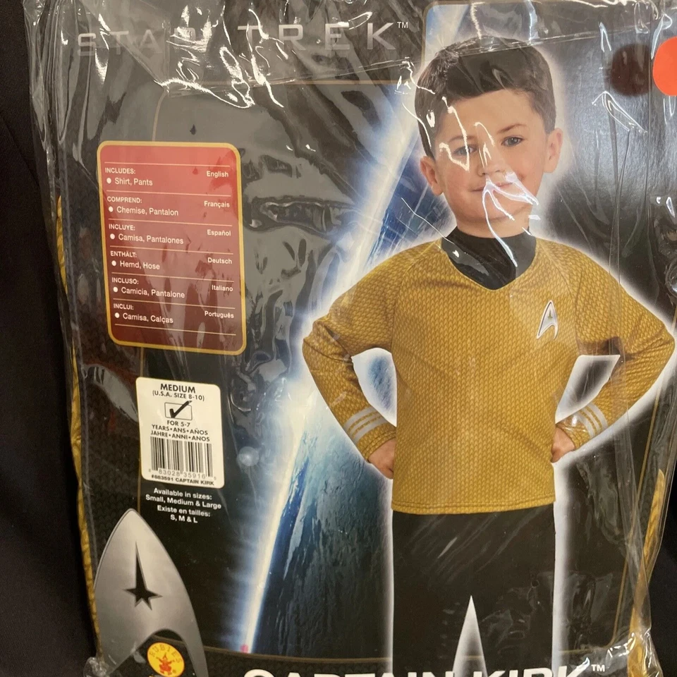 Camisa Dorada Capitán Kirk Star Trek Película Elegante Disfraz Infantil Med 8-10 Foto 3 de 4