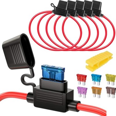 Sicherungshalter 5 Stück, 16AWG Kabel, , KFZ, LKW, 20A, 32V, mit Sicherungen