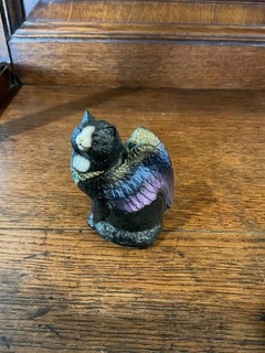 Windstone Editions Black FLAP CAT Pena Wings & Swarovski Jewel 1988 griffin 3.5"