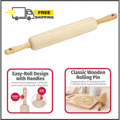 GoodCook 17 Inch Wooden Rolling Pin Dough Pastry Pizza Baking Kitchen Tool