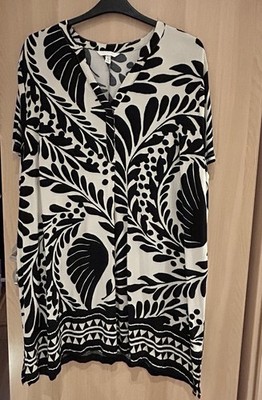 H&M Kleid Tunika Schwarz Weiss Plussize Gr. XL (ca. 50 52)