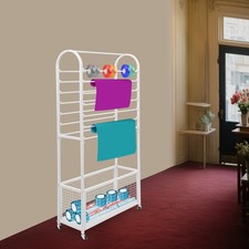 Steel Fabrics Storage Rack, 15 Rods Ribbon Holder, White Tie/Belt Display Stand