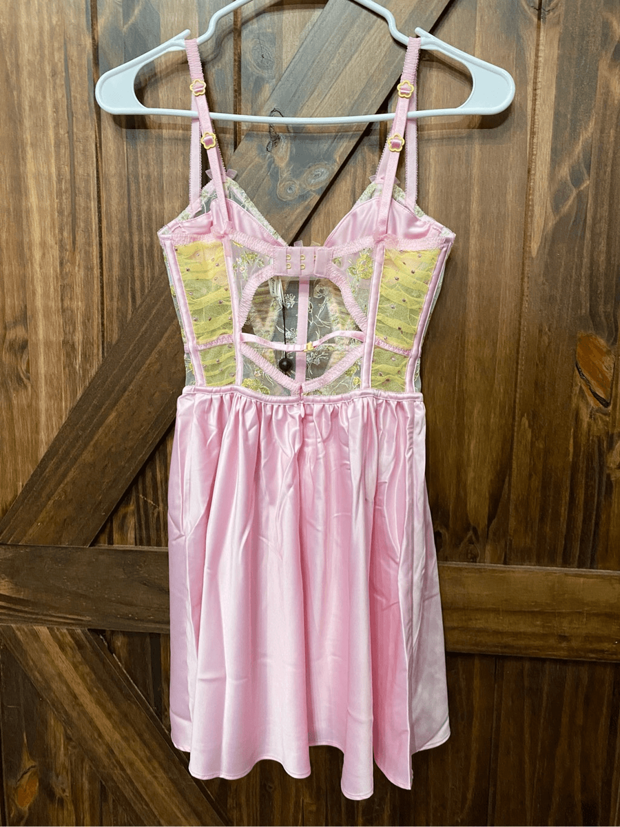 For Love & Lemons Pink Floral Corset Slip Mini Dress Lingerie Sz XXS | eBay