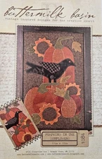 PUMPKINS IN THE SUNFLOWERS Primitive Wool Pattern Buttermilk Basin