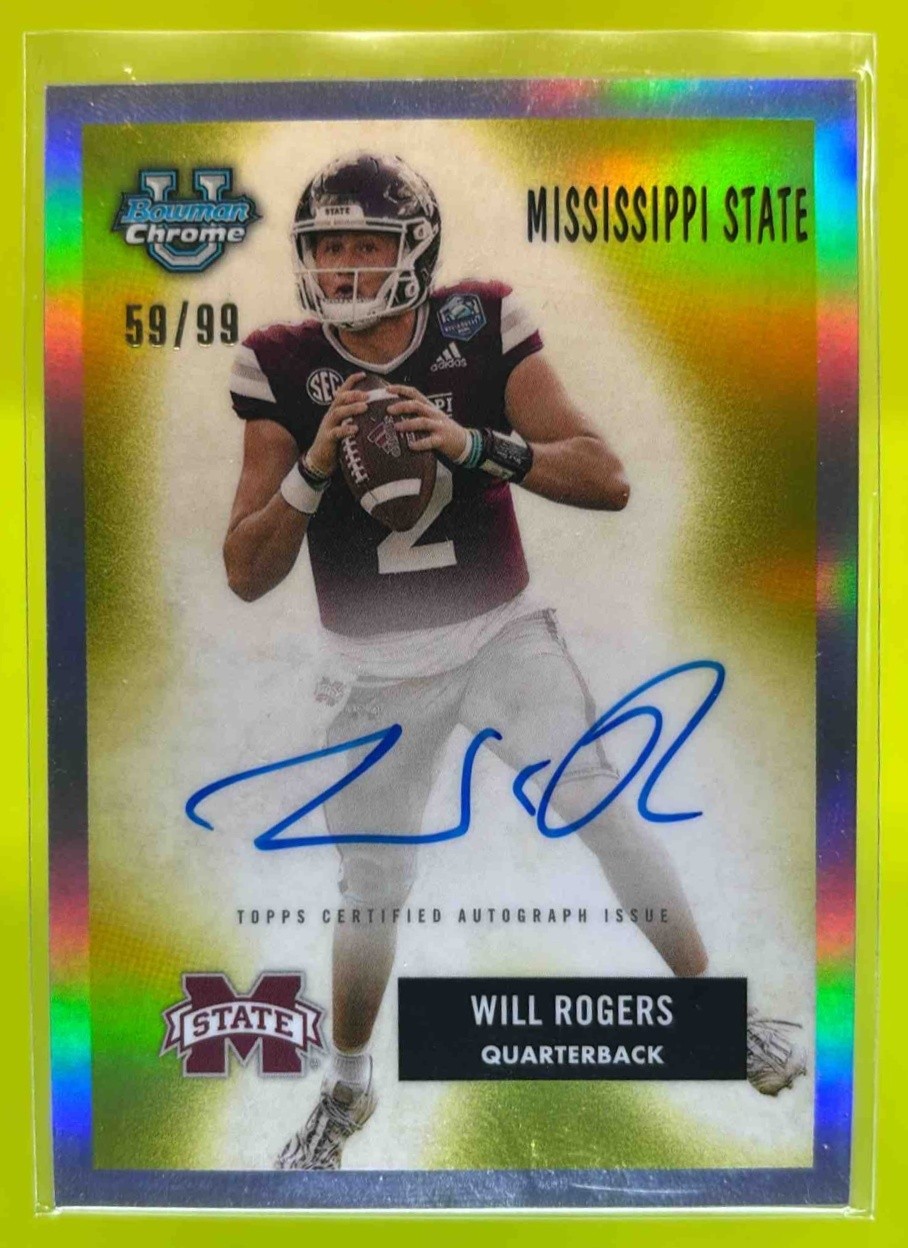 2023 Bowman U Chrome Will Rogers 1955 Auto /99 55B-WR Mississippi State Bulldogs