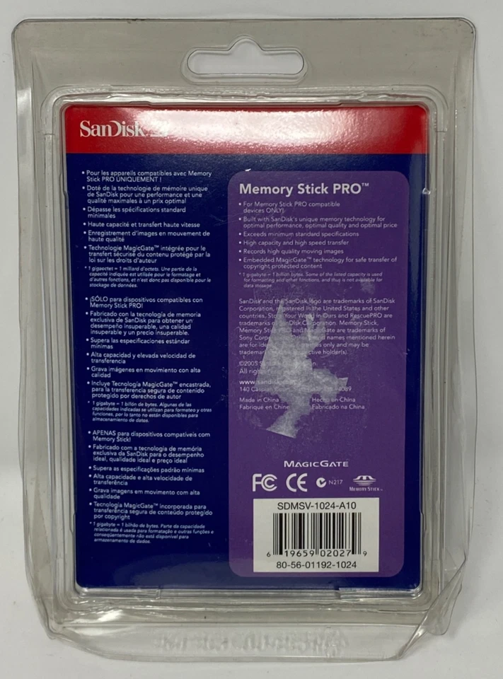SanDisk 1GB Memory Stick PRO Memory Card MagicGate NEW - Image 2 of 2